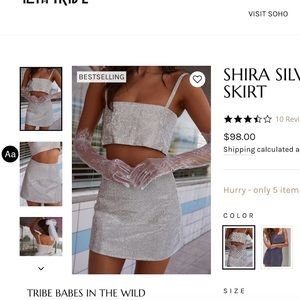 12th Tribe Rhinestone Skirt and Crop Top Set